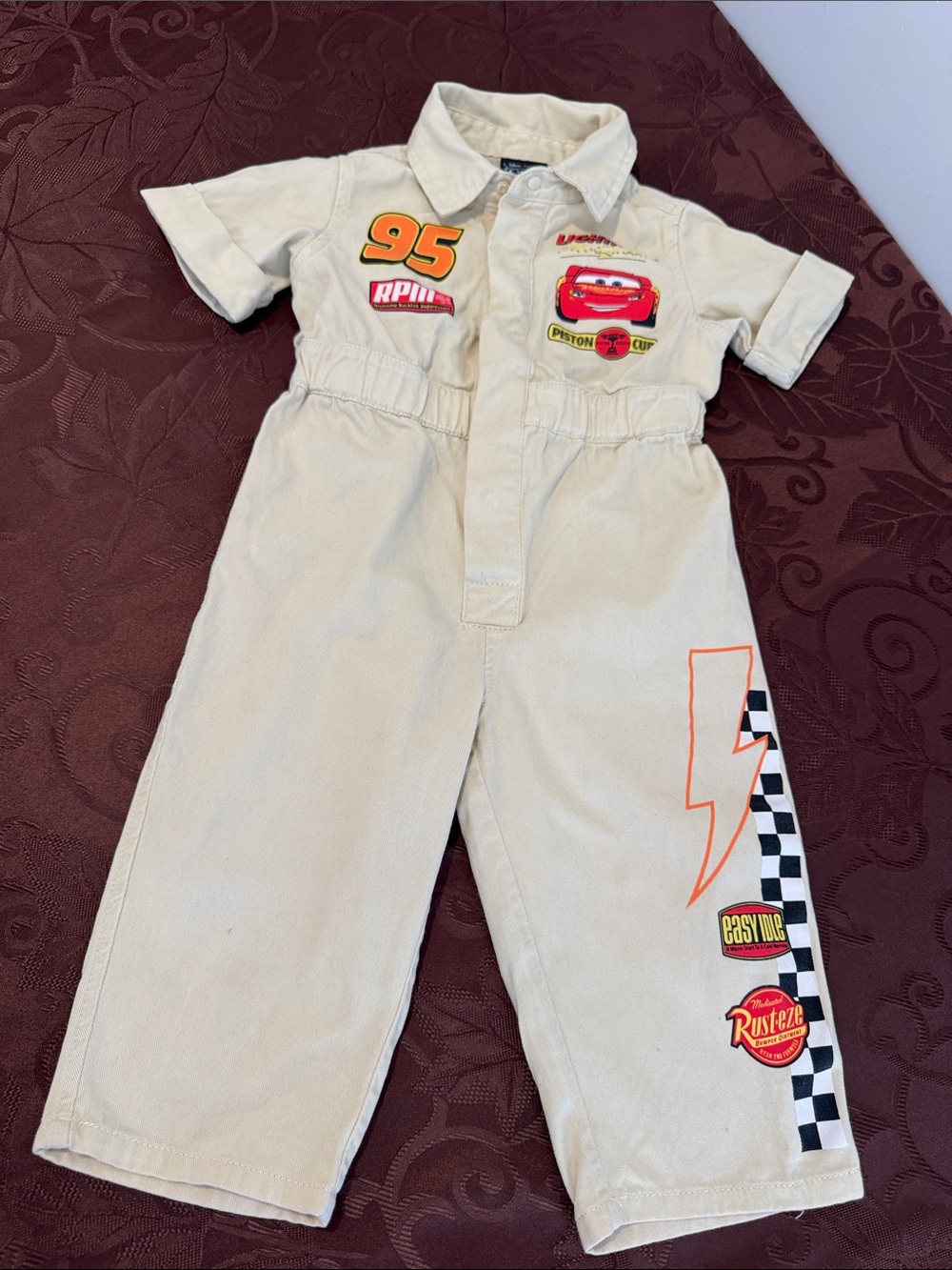 🌟3/$15🌟Kids Lightning McQueen Beige Jumpsuit. 18 Months